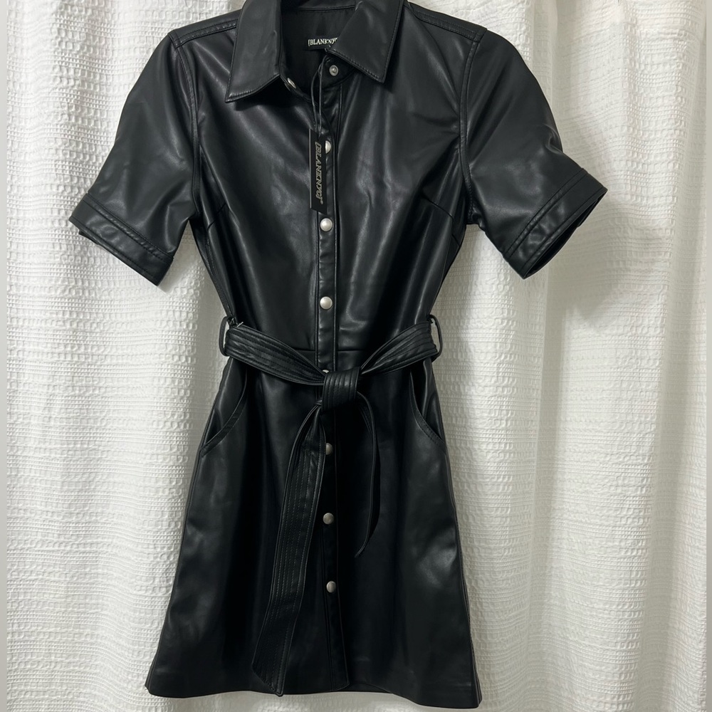 Faux leather black dress